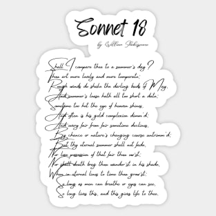 "Sonnet 18" by William Shakespeare Sticker